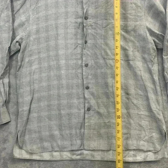 Ermenegildo Zegna Shirt Mens Large Gray Long Sleeve Button Down Plaid Office - Picture 2 of 6